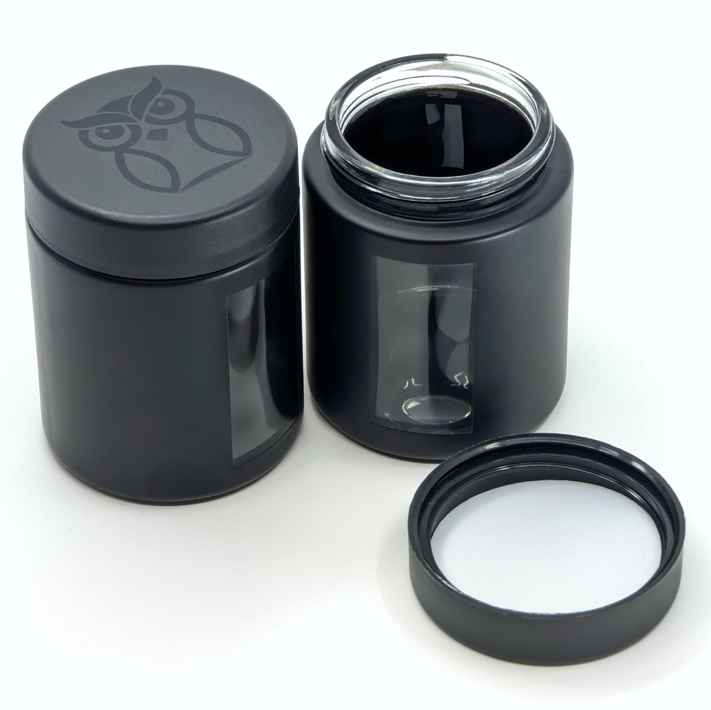 Stash Jar Smell Proof Container (4 oz) Viewing Jars for Herbs, Spices, Coffee, Teas & More, Air Tight Jar, Thick UV Protection Glass, Smell Proof Herb Storage (Set of 4) (Matte Black)