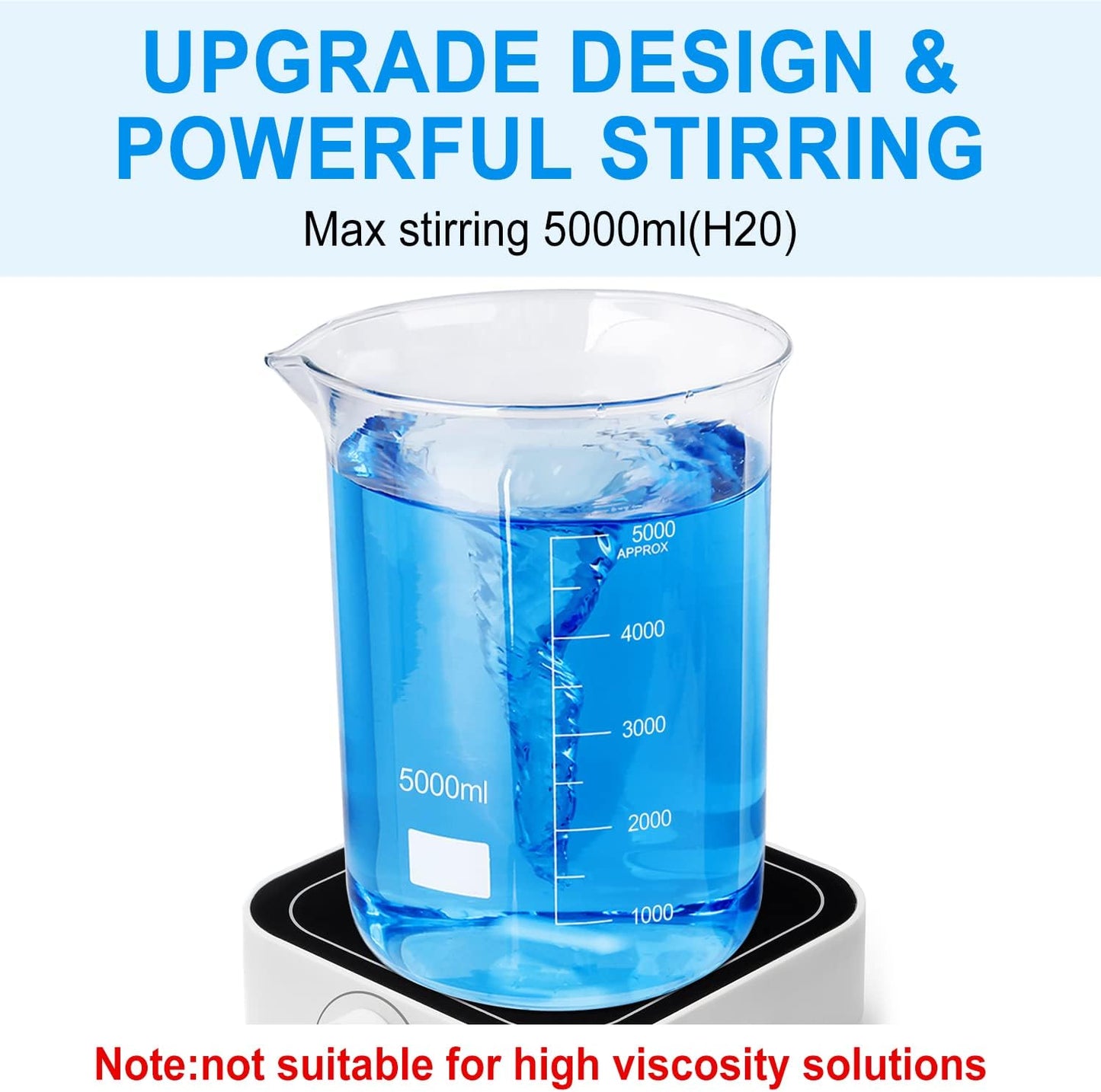 FOUR E'S SCIENTIFIC 5L Magnetic Stirrer with Magnetic Stir Bar and Magnetic Stir Bar Retriever, Max Stirring Capacity 5000ml, 500-3000RPM Magnetic Mixer(No Heating)