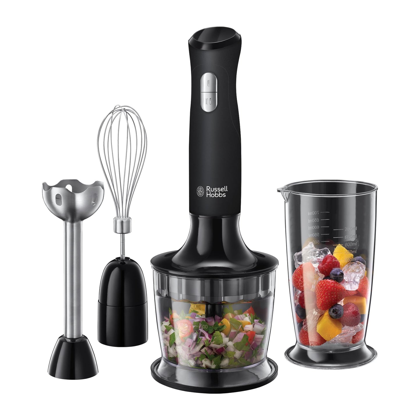 Russell Hobbs RHSM5BLK, Desire Hand Blender, Dishwasher Safe and Detachable Parts, 2 Speeds and Pulse, Multi-Functional, Matte Black